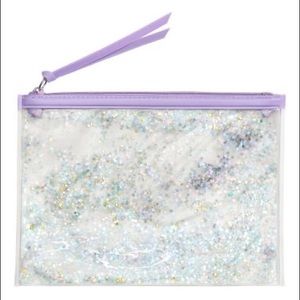 H&M Transparent Clear Purple Glitter Star Makeup Bag